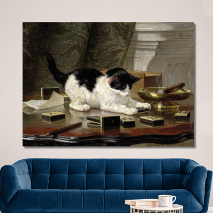 Il Gatto Che Gioca Henriëtte Ronner-Knip hrk18 quadro stampato su tela