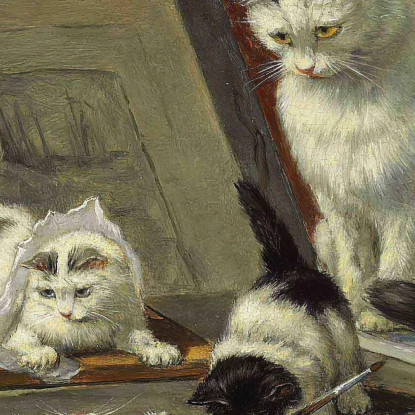 La Lezione D'Arte Del Gattino Henriëtte Ronner-Knip hrk20 quadro stampato su tela