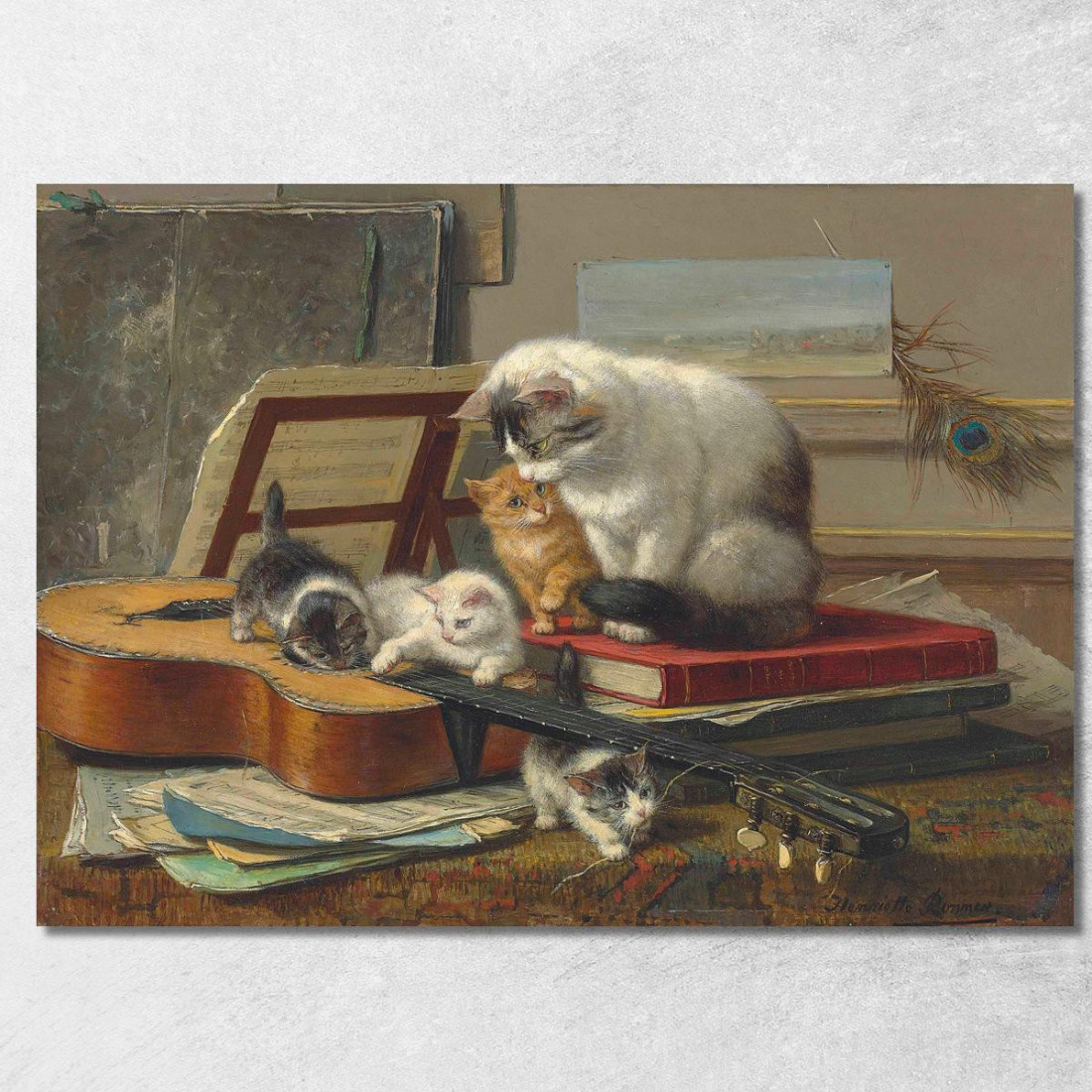 La Lezione Di Musica Henriëtte Ronner-Knip hrk21 quadro stampato su tela