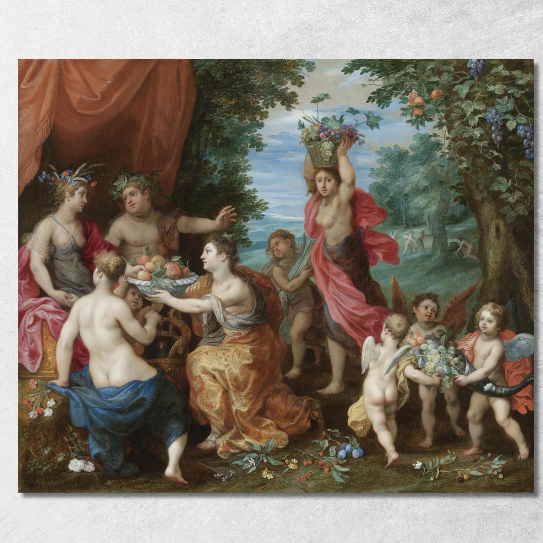 Un Baccanale Con Cerere Bacco E Venere Jan Brueghel the Younger jby1 quadro stampato su tela