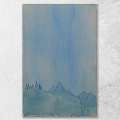 Paesaggio In Blu Karl Wiener kwn308 quadro stampato su tela