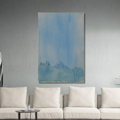 Paesaggio In Blu Karl Wiener kwn308 quadro stampato su tela