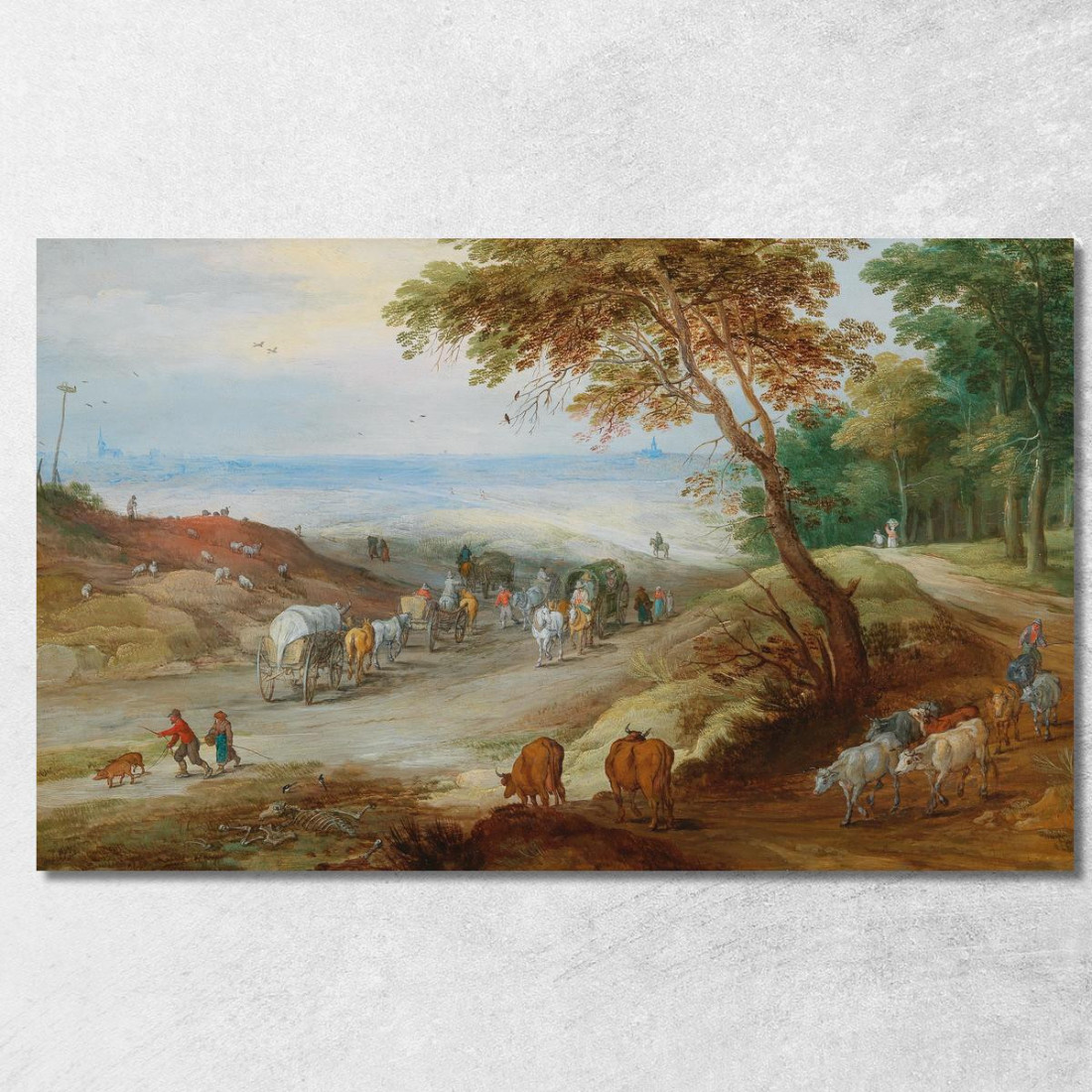 Ampio Paesaggio Collinare Con Viaggiatori Su Un Sentiero E Bestiame In Primo Piano Jan Brueghel the Younger jby13 quadro stampa