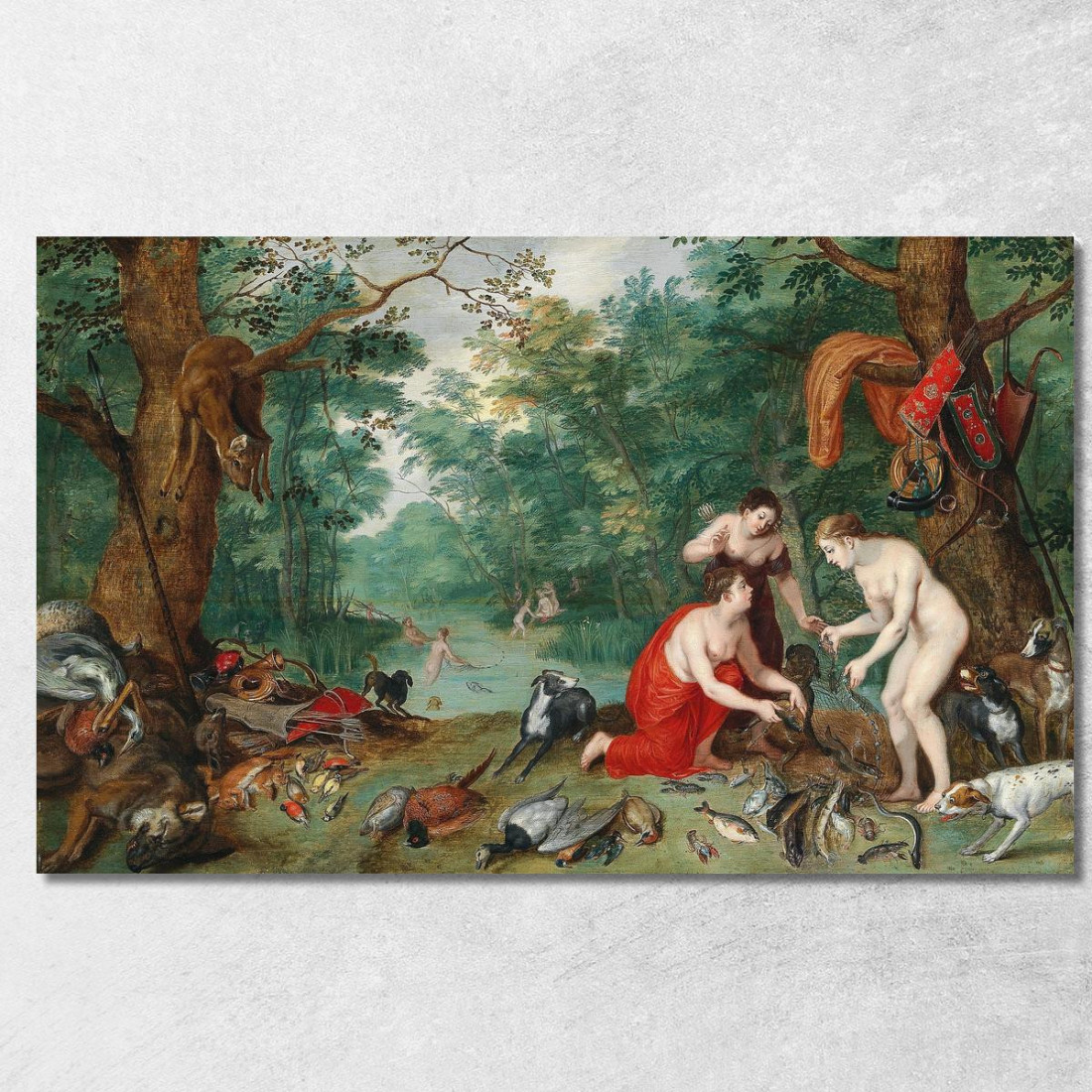 Diana E Le Sue Ninfe A Pesca Jan Brueghel the Younger jby18 quadro stampato su tela