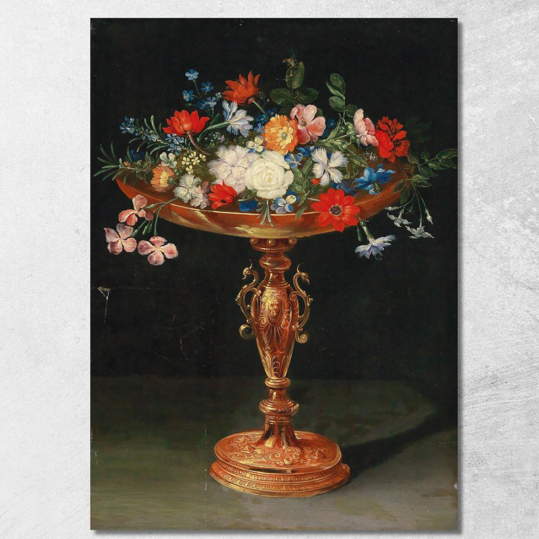 Fiori In Una Tazza Dorata Jan Brueghel the Younger jby21 quadro stampato su tela