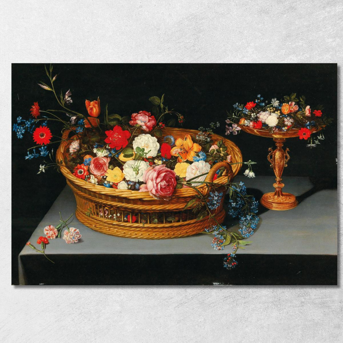Fiori Misti In Un Cesto Con Una Tazza Vicina Jan Brueghel the Younger jby28 quadro stampato su tela