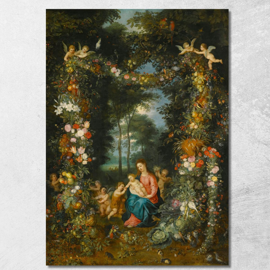 La Vergine Con Il Bambino E Il Piccolo San Giovanni Battista Circondati Da Ghirlande E Festoni Di Frutta E Fiori Jan Brueghel t
