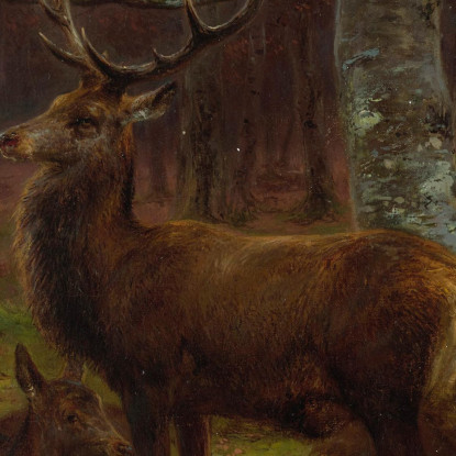 Cerf Et Biches Dans La Forêt En Automne Rosa Bonheur rbn9 quadro stampato su tela