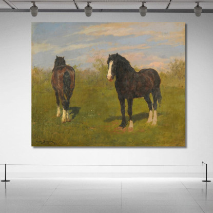 Cavalli Al Pascolo Rosa Bonheur rbn15 quadro stampato su tela