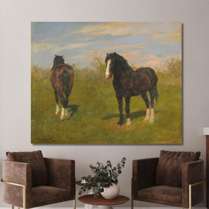 Cavalli Al Pascolo Rosa Bonheur rbn15 quadro stampato su tela