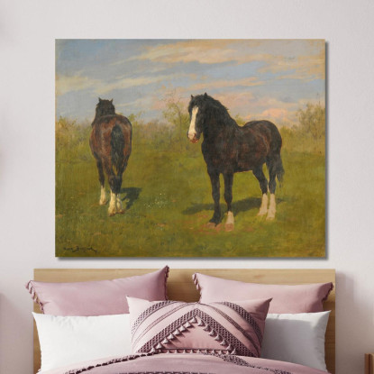 Cavalli Al Pascolo Rosa Bonheur rbn15 quadro stampato su tela