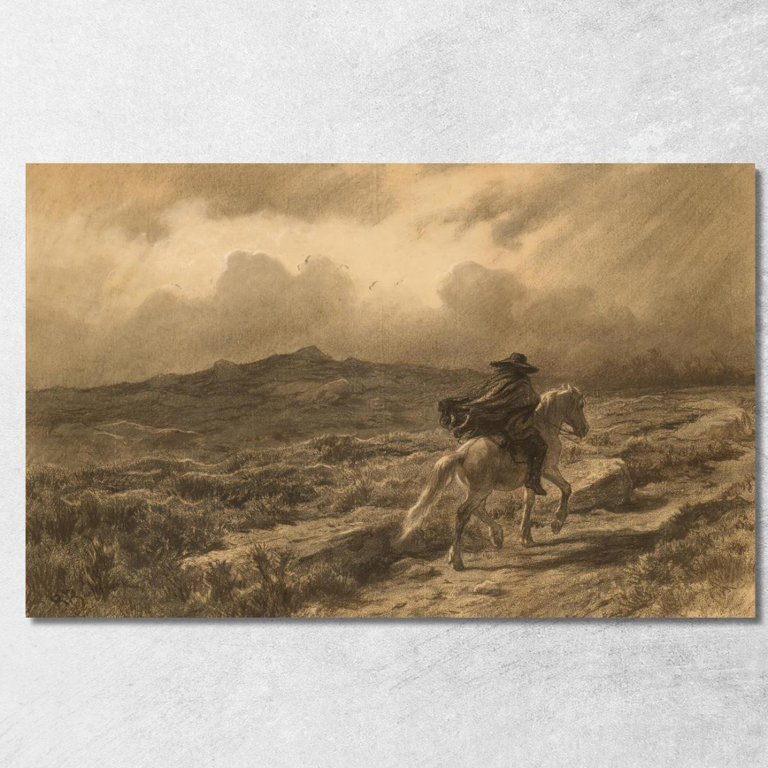 Cavallo E Cavaliere Nelle Highlands Scozzesi (La Tempesta In Arrivo) Rosa Bonheur rbn19 quadro stampato su tela