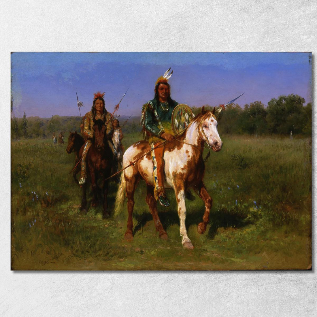 Indiani A Cavallo Con Lance Rosa Bonheur rbn32 quadro stampato su tela