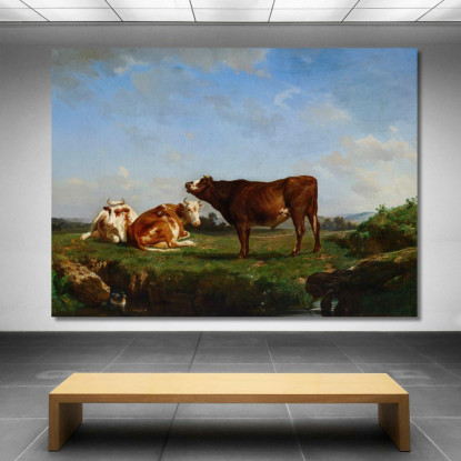 Tre Mucche Al Pascolo Rosa Bonheur rbn53 quadro stampato su tela