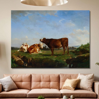 Tre Mucche Al Pascolo Rosa Bonheur rbn53 quadro stampato su tela