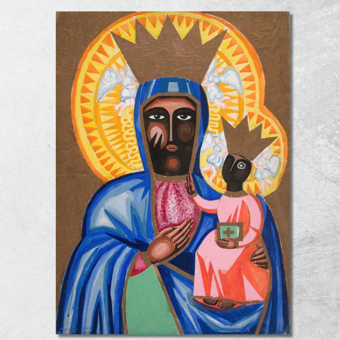 Madonna Nera Di Częstochowa Zygmunt Waliszewski zwl30 quadro stampato su tela