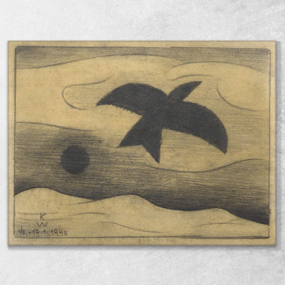 Uccello In Volo Senza Titolo Da I 150 Fogli Karl Wiener kwn503 quadro stampato su tela