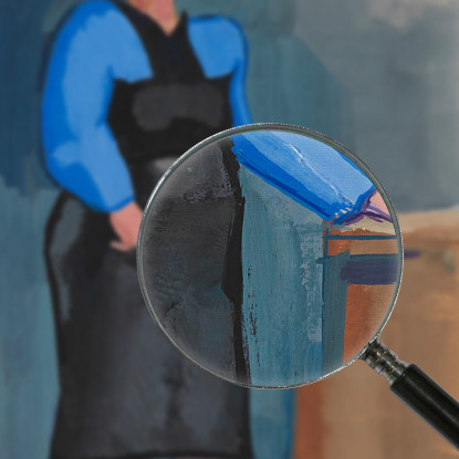 Donna Senza Titolo In Camicetta Blu E Abito Nero Karl Wiener kwn505 quadro stampato su tela