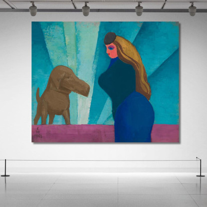 Donna E Cane Senza Titolo Karl Wiener kwn512 quadro stampato su tela