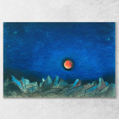 Senza Titolo Luna Rossa Sul Paesaggio Di Macerie Karl Wiener kwn580 quadro stampato su tela