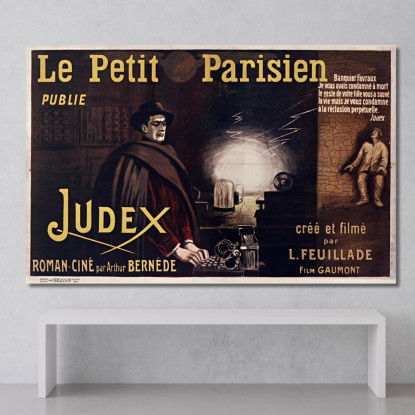 Le Petit Parisien Pubblica Il Romanzo-Cinema Judex Di Arthur Bernède Leonetto Cappiello lcp70 quadro stampato su tela