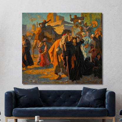Una Festa Di Strada Al Cairo Ludwig Deutsch ldt7 quadro stampato su tela