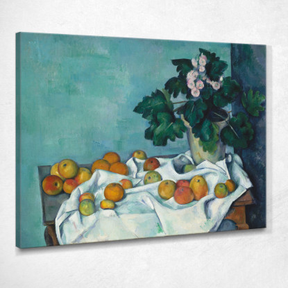 Natura Morta Con Mele E Vaso Di Primule Paul Cézanne pcz88 quadro stampato su tela