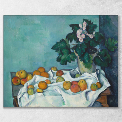 Natura Morta Con Mele E Vaso Di Primule Paul Cézanne pcz88 quadro stampato su tela