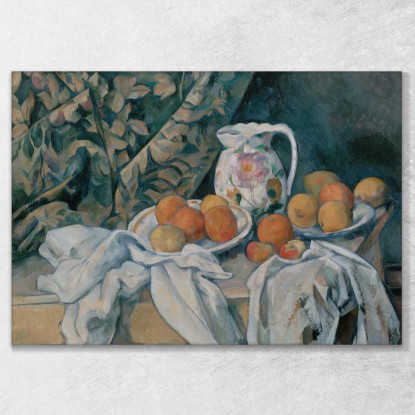 Natura Morta Con Tenda E Brocca Fiorita Paul Cézanne pcz95 quadro stampato su tela