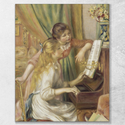 Giovani Ragazze Al Pianoforte Pierre-Auguste Renoir par31 quadro stampato su tela