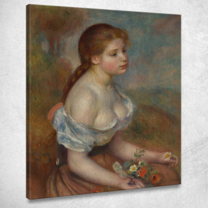 Una Giovane Ragazza Con Margherite Pierre-Auguste Renoir par132 quadro stampato su tela