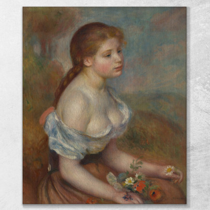 Una Giovane Ragazza Con Margherite Pierre-Auguste Renoir par132 quadro stampato su tela