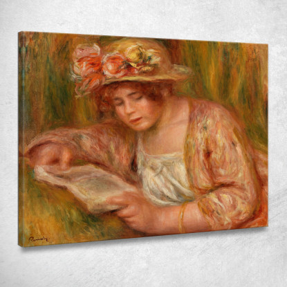 Andrée Con Il Cappello Che Legge Andrée Con Il Cappello Che Legge Pierre-Auguste Renoir par140 quadro stampato su tela