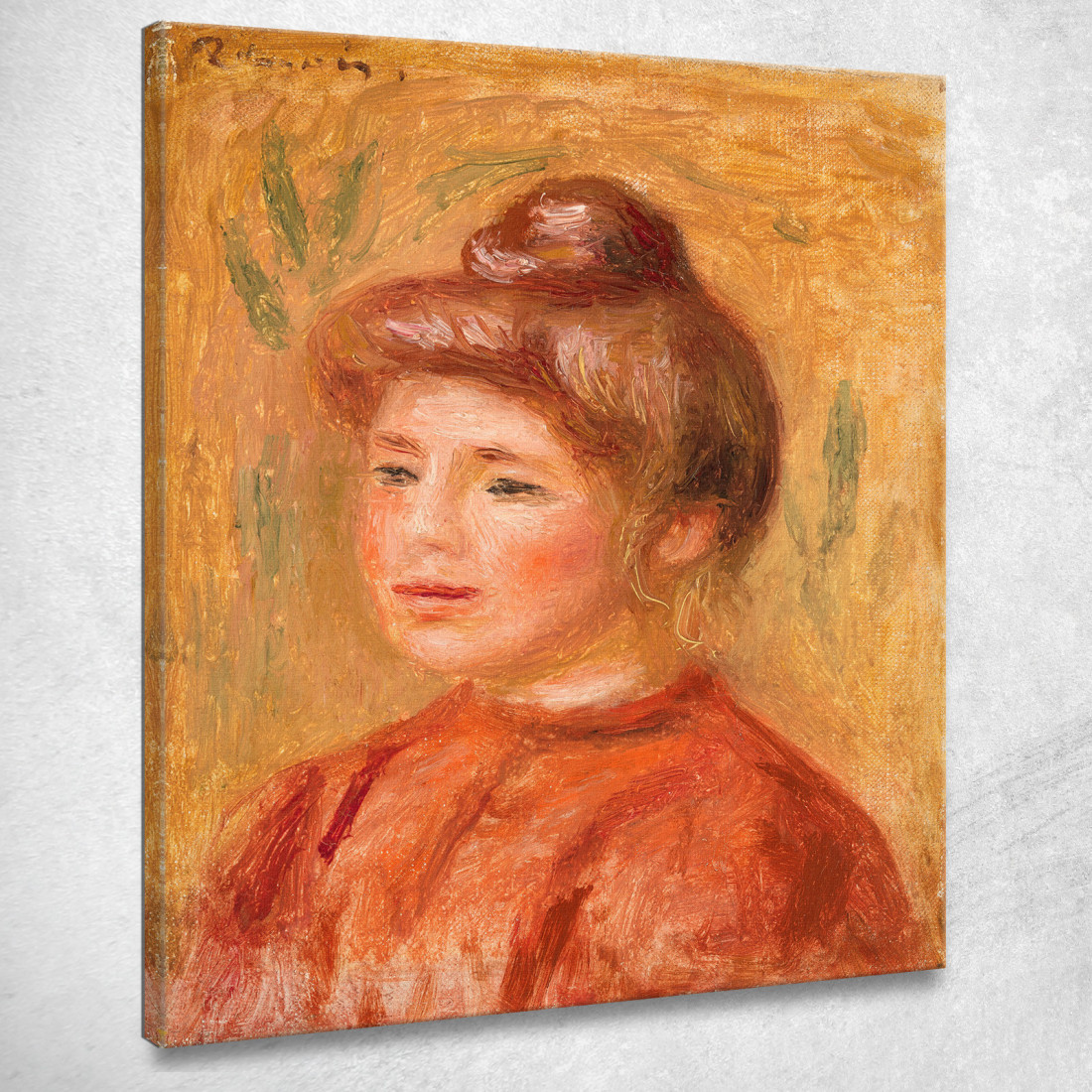 Busto Di Donna In Rosso Pierre-Auguste Renoir par171 quadro stampato su tela