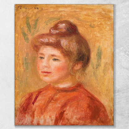 Busto Di Donna In Rosso Pierre-Auguste Renoir par171 quadro stampato su tela