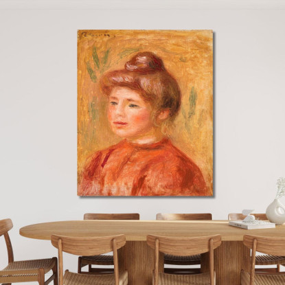 Busto Di Donna In Rosso Pierre-Auguste Renoir par171 quadro stampato su tela