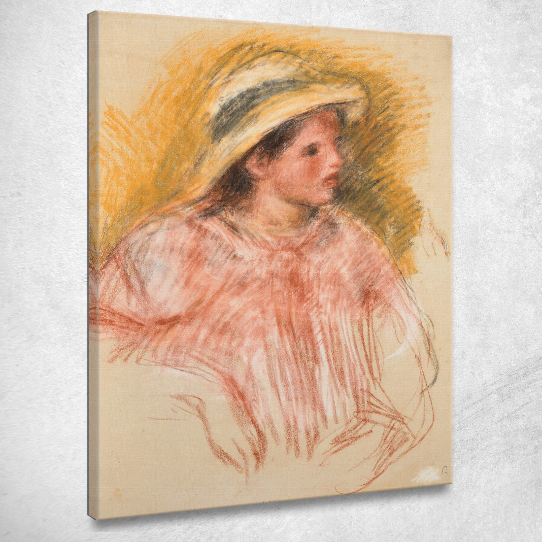 Busto Di Donna Con Cappello Pierre-Auguste Renoir par173 quadro stampato su tela