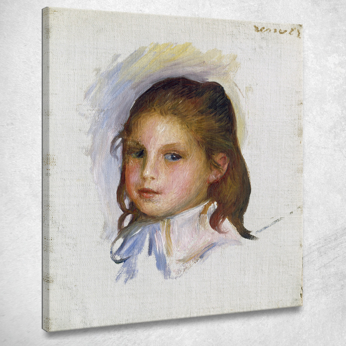 Bambino Con Capelli Castani Pierre-Auguste Renoir par181 quadro stampato su tela