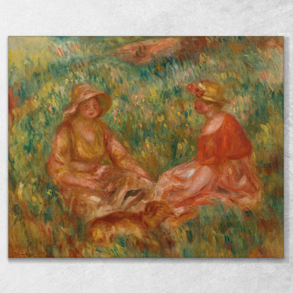 Due Ragazze In Un Prato Due Donne Nell'Erba Pierre-Auguste Renoir par196 quadro stampato su tela