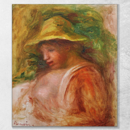 Donna Con Cappello Pierre-Auguste Renoir par210 quadro stampato su tela