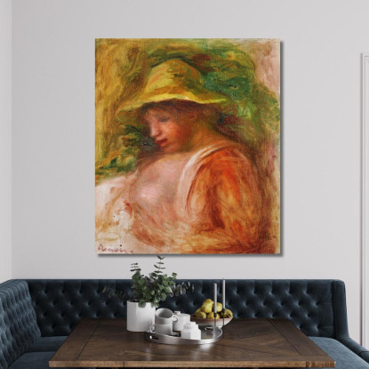 Donna Con Cappello Pierre-Auguste Renoir par210 quadro stampato su tela