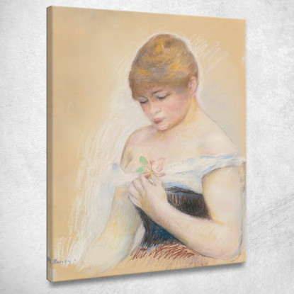 Giovane Donna Che Tiene Un Fiore Pierre-Auguste Renoir par269 quadro stampato su tela