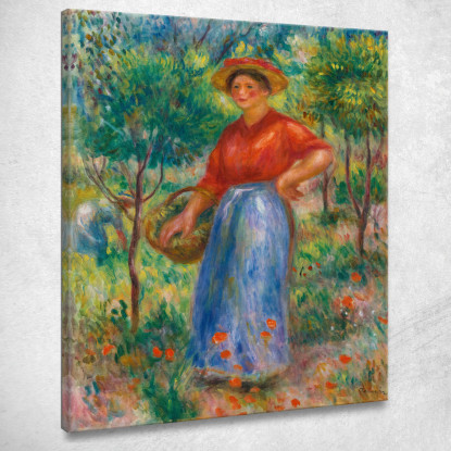 Giovane Ragazza Con Il Cesto Gabrielle Nel Giardino Pierre-Auguste Renoir par272 quadro stampato su tela