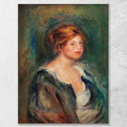 Giovane Ragazza In Blu Testa Di Donna Bionda Pierre-Auguste Renoir par273 quadro stampato su tela