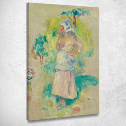 Giovane Contadina Che Mangia Una Mela Gabrielle Dufour Pierre-Auguste Renoir par275 quadro stampato su tela