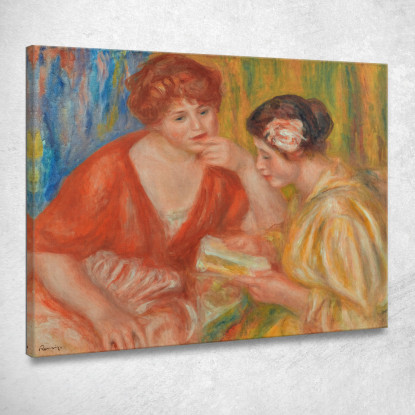 Lettura Di Due Donne Con Corpetti Rossi E Rosa Pierre-Auguste Renoir par282 quadro stampato su tela