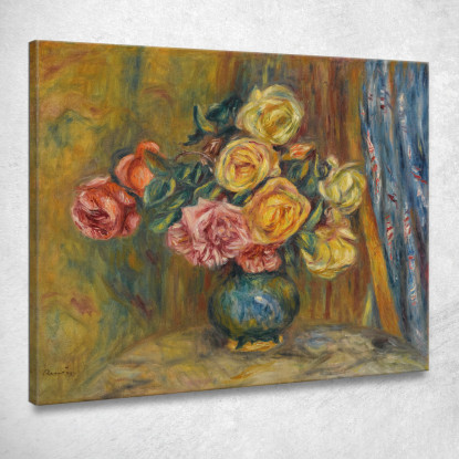 Rose Dietro La Tenda Blu Pierre-Auguste Renoir par323 quadro stampato su tela