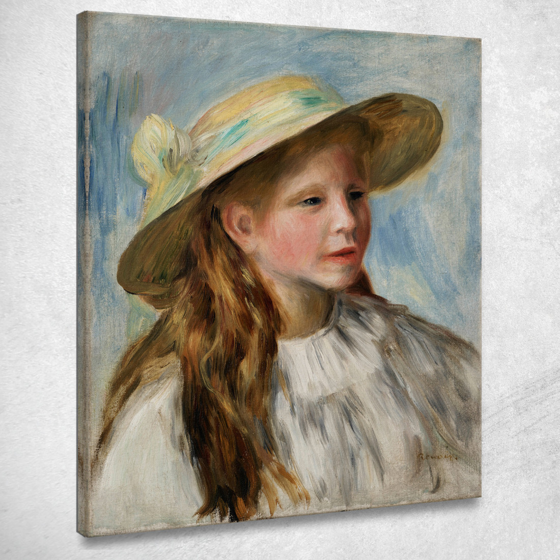 Bambina Con Un Cappello Pierre-Auguste Renoir par325 quadro stampato su tela