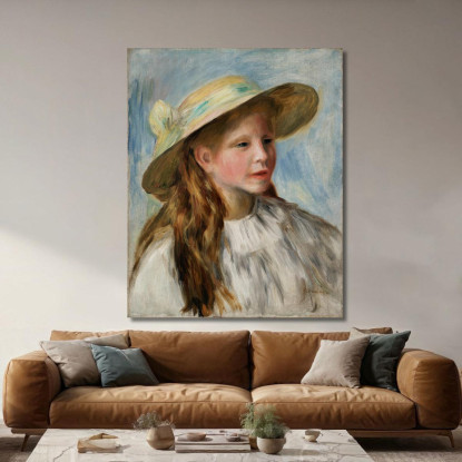 Bambina Con Un Cappello Pierre-Auguste Renoir par325 quadro stampato su tela