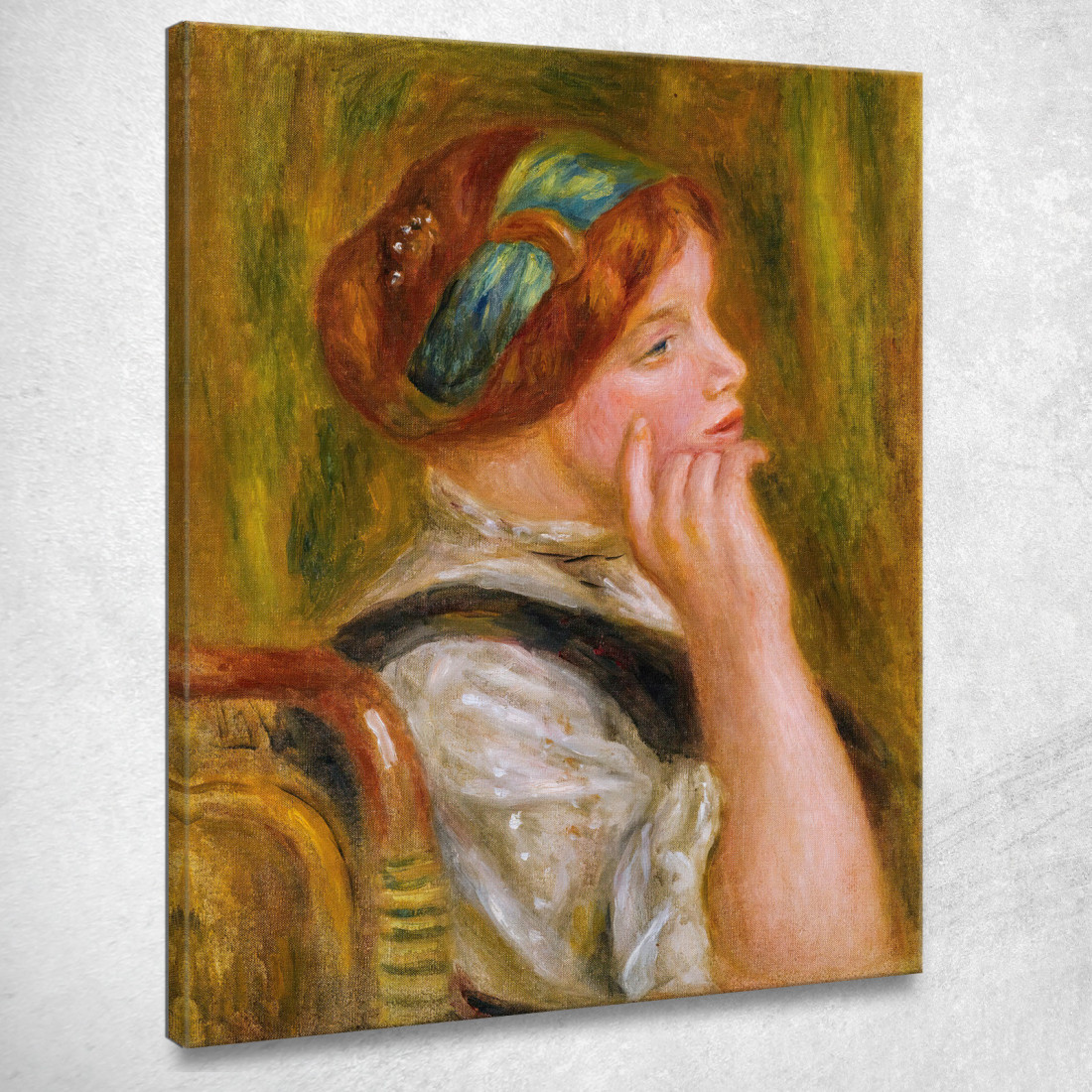 Ritratto Di Donna Con Fascia Verde Pierre-Auguste Renoir par408 quadro stampato su tela